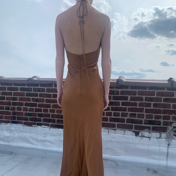 ronny kobo bronze silk maxi dress - Picture 2 of 3